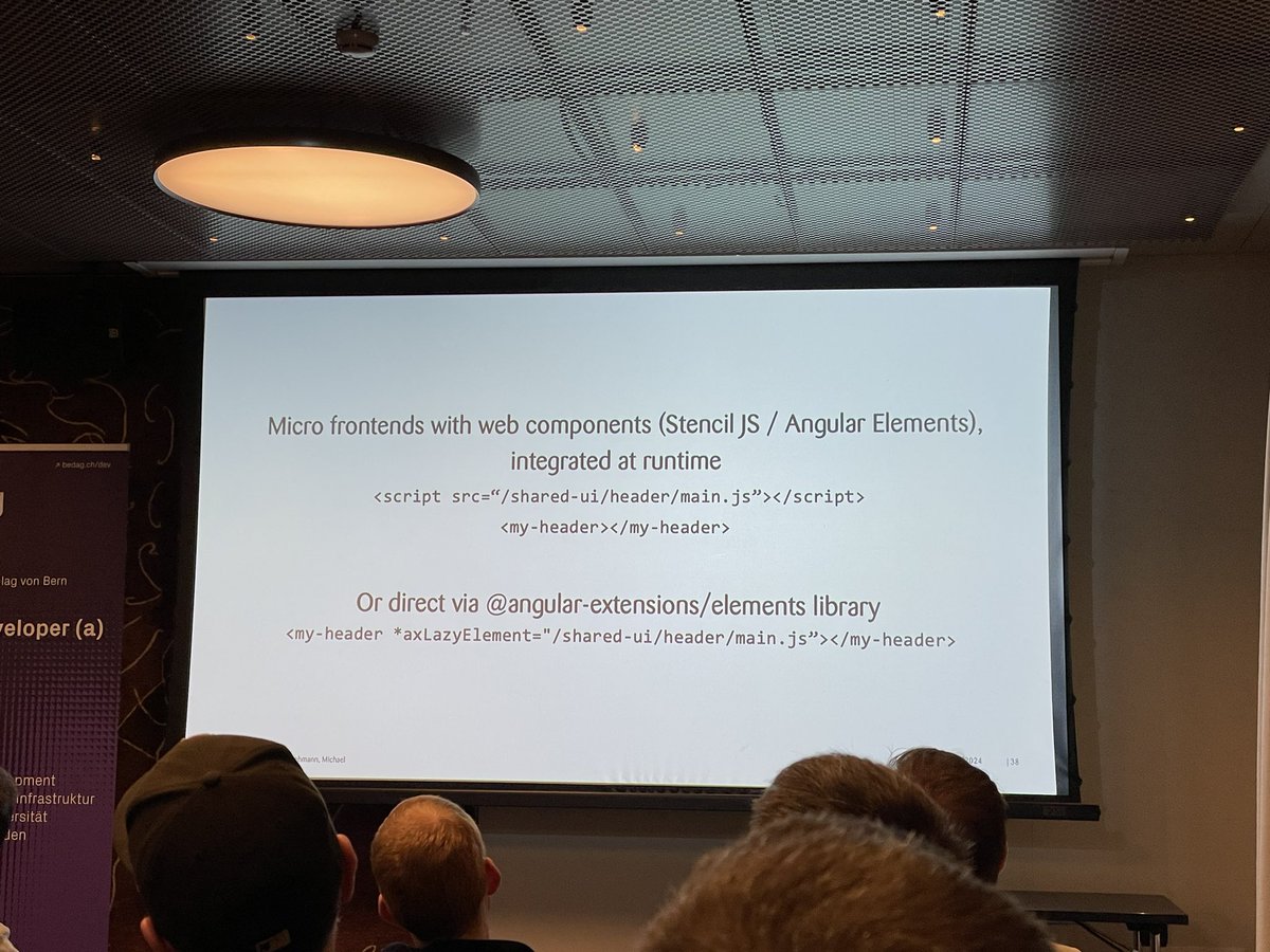 Jonas Bandi (@jbandi) on Twitter photo Today at @guild42ch:
<a href="/lehmamic/">Michael Lehmann</a> talks about breaking up a monolith into self contained systems.
Show-casing angular-extensions.github.io/elements/home
/cc <a href="/tomastrajan/">Tomas Trajan</a> Today at @guild42ch:
<a href="/lehmamic/">Michael Lehmann</a> talks about breaking up a monolith into self contained systems.
Show-casing angular-extensions.github.io/elements/home
/cc <a href="/tomastrajan/">Tomas Trajan</a>