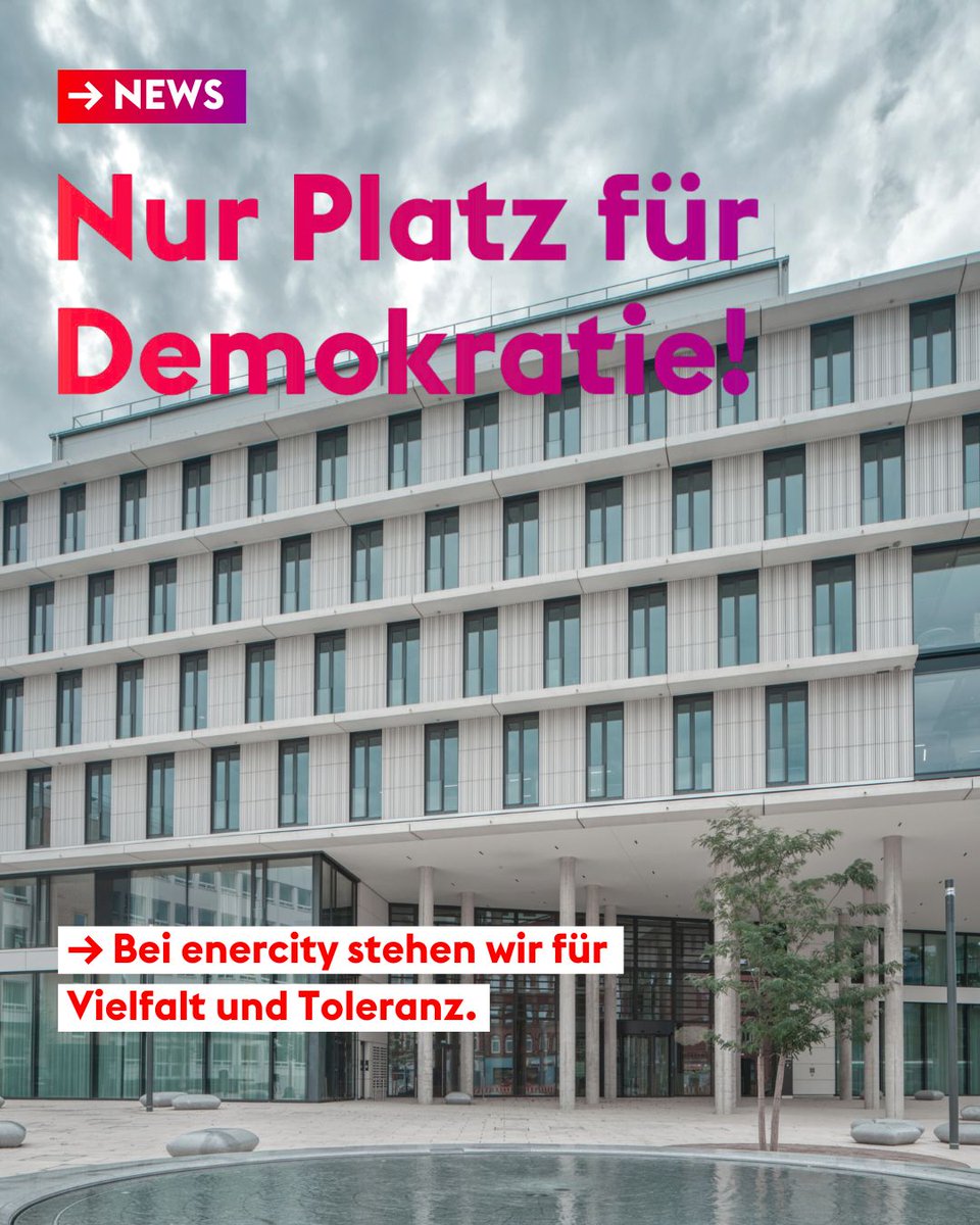 Bei #enercity stehen wir für Vielfalt, Toleranz und Demokratie – und gegen jede Form von Ausgrenzung. 🤝 
Letztes Wochenende haben 35.000 Menschen in #Hannover ein starkes Zeichen gegen Rechts gesetzt - darunter auch viele Mitarbeiter:innen von enercity. 💪

#NieWiederIstJetzt