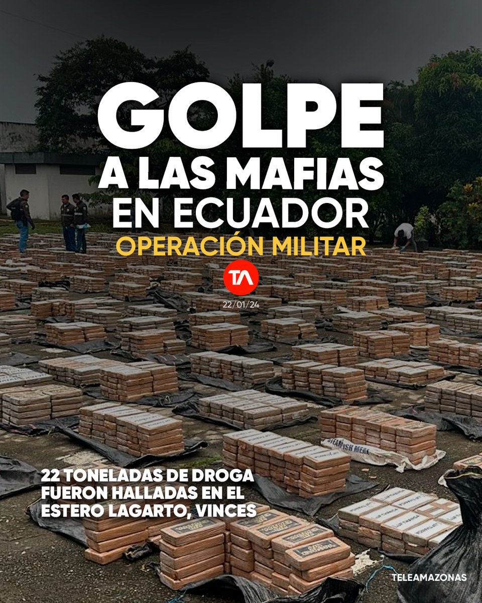teleamazonasec's tweet photo. #HISTÓRICO | Megaoperativo de las FF.AA. halla 22 toneladas de droga en el sector de Estero Lagarto, en Vinces, Ecuador. Detalles: https://t.co/w4g3IedAe6 https://t.co/alOLqbiQBU