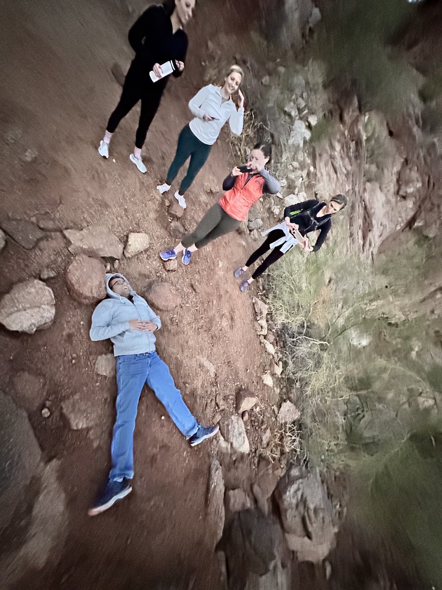 JKingMDPharmD's tweet photo. Echo Canyon sunrise hike with the ⁦@VUMCPICU⁩ crew. It may not have been pretty but everyone made it! ⁦@MichaelWolfMD1⁩ ⁦@JennCLaws⁩ https://t.co/Ve9QIdloFu