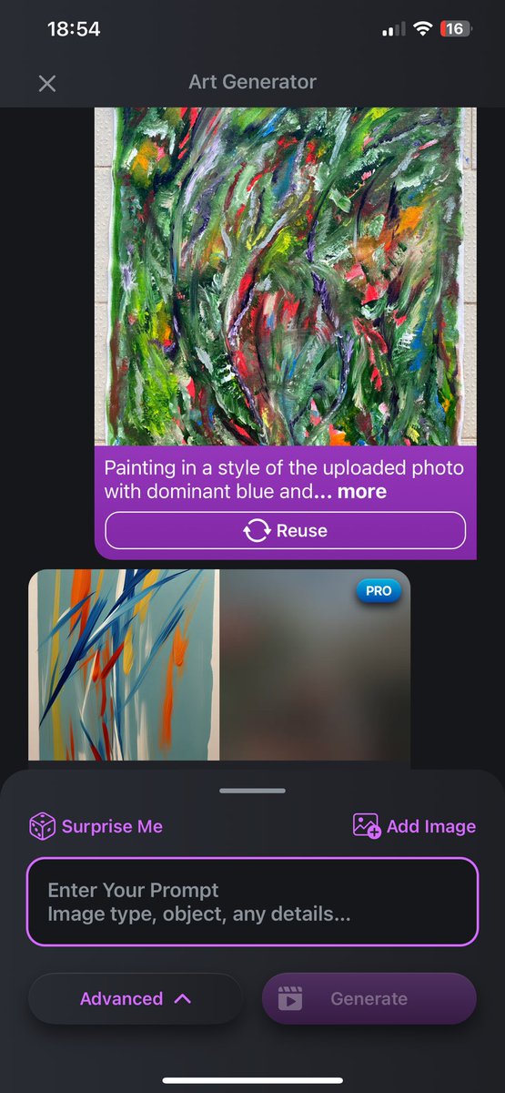 ideasrex's tweet photo. I asked AI to paint in my style giving it a photo of one of my painting and this is the result. Not bad, not good either, but gives new ideas and is sublimating into general ideas https://t.co/iCHKAstG9i