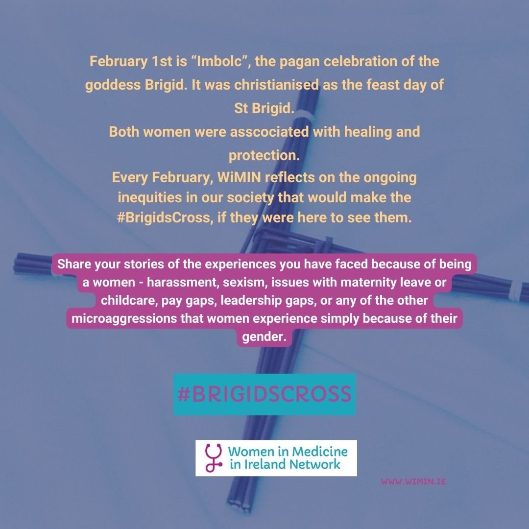 WomenMedIreland's tweet photo. This February we will be returning to our #BrigidsCross series, highlighting the experiences of female doctors and medical students which would make the ancient Brigids very angry. 
Please send us your stories to [hello at wimin dot ie] or check your members email for the link https://t.co/ma9i7Sc4xl