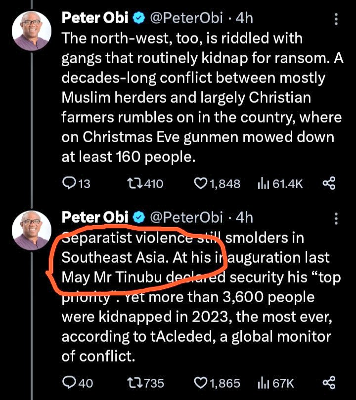 GoziconC's tweet image. Peter Obi's post today after consuming two bottles of Hero beer 🍺on empty stomach