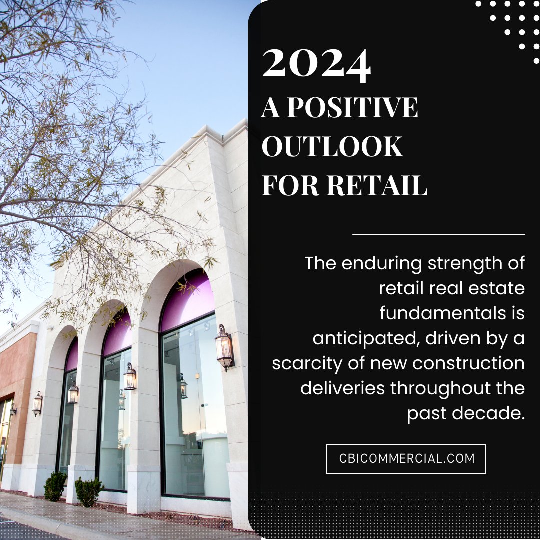 2024 brings a sunny forecast for retail spaces! 🌟 With a decade-long lull in new construction, retail real estate is set to shine with strong fundamentals and heightened demand. #CommercialRealEstate #RetailRealEstate #MarketOutlook #Investment #InvestmentProperty