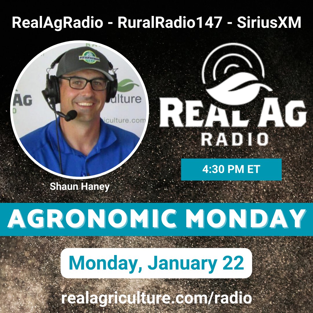 realagriculture's tweet photo. Tune in to #RealAgRadio at 430E on @RuralRadio147! Host @shaunhaney is joined by @MDouglasBaumann of @ViveCrop on #herbicide formulations; @CropDoc2 of @RidgetownCampus on #croprotations; Leon Pratchler of @HumaTerraRegen; hear clip fr. Farm Safety Roundup ep 4 w/ Kristin Hoffman https://t.co/QGCP5IF8CI