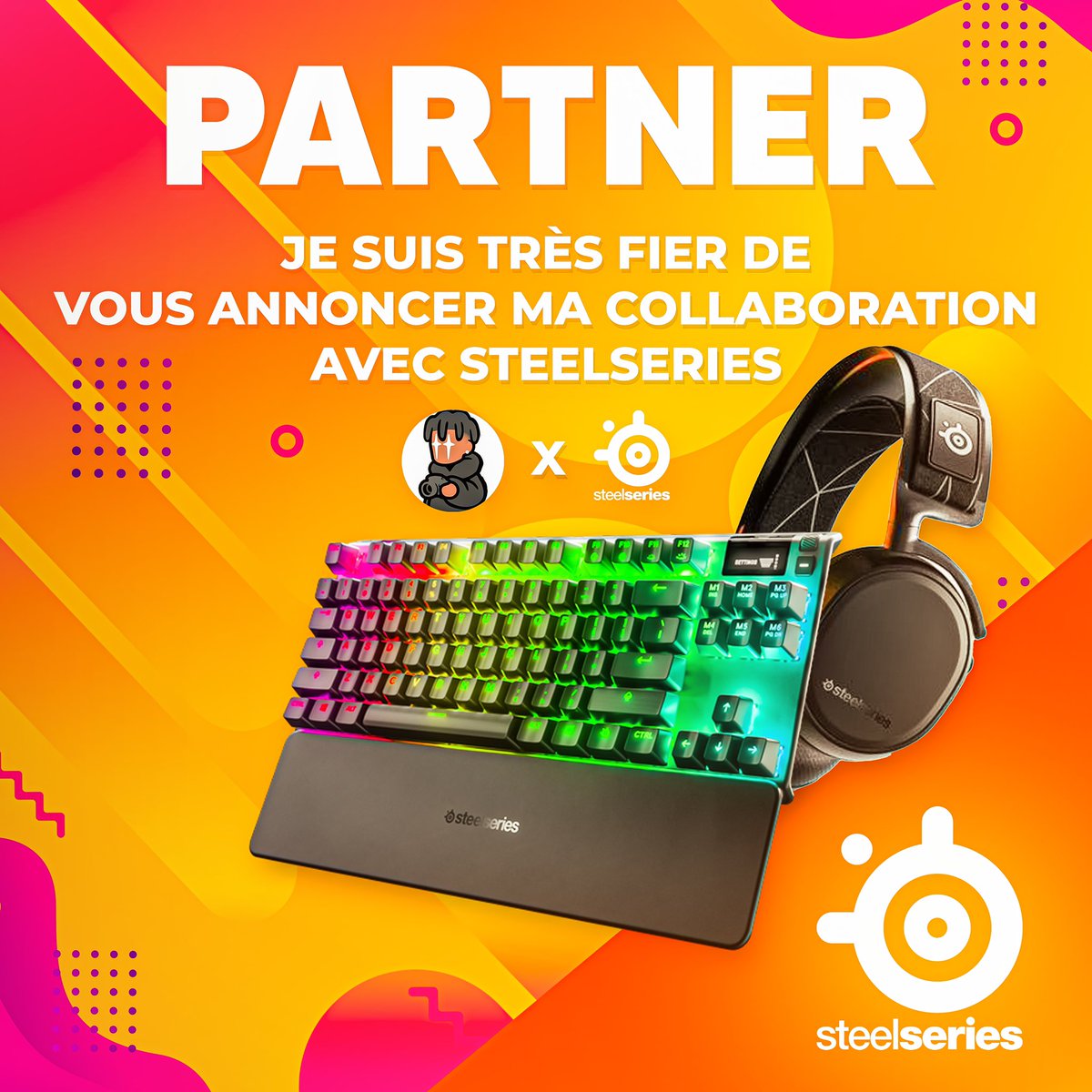 nL Snokzy (@_snokzy) on Twitter photo Il est l’heure de vous annoncer mon nouveau et premier partenaire ! 👀
Nous officialisons aujourd’hui notre partenariat avec <a href="/SteelSeriesFR/">SteelSeries France 🇫🇷</a> 🎧
50 RT = CONCOURS ! 🤩 Il est l’heure de vous annoncer mon nouveau et premier partenaire ! 👀
Nous officialisons aujourd’hui notre partenariat avec <a href="/SteelSeriesFR/">SteelSeries France 🇫🇷</a> 🎧
50 RT = CONCOURS ! 🤩