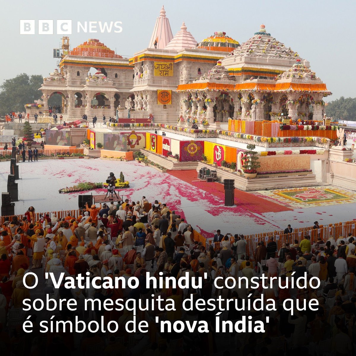 • 1992: uma multidão de hindus derruba a mesquita Babri, construída no século 16, causando tumultos na Índia que deixaram 2 mil mortos • 2019: a Suprema Corte concede o local aos hindus • 2024: o primeiro-ministro nacionalista Narendra Modi inaugura o novo templo hindu…