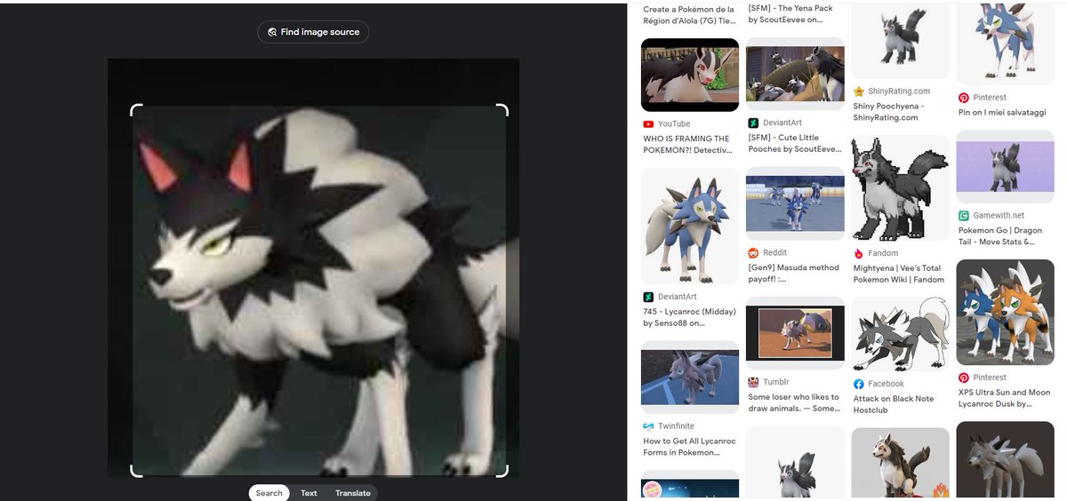 Even google lens things this is a lycanroc or a mightyena good job palworld gets sued to bankruptcy please.