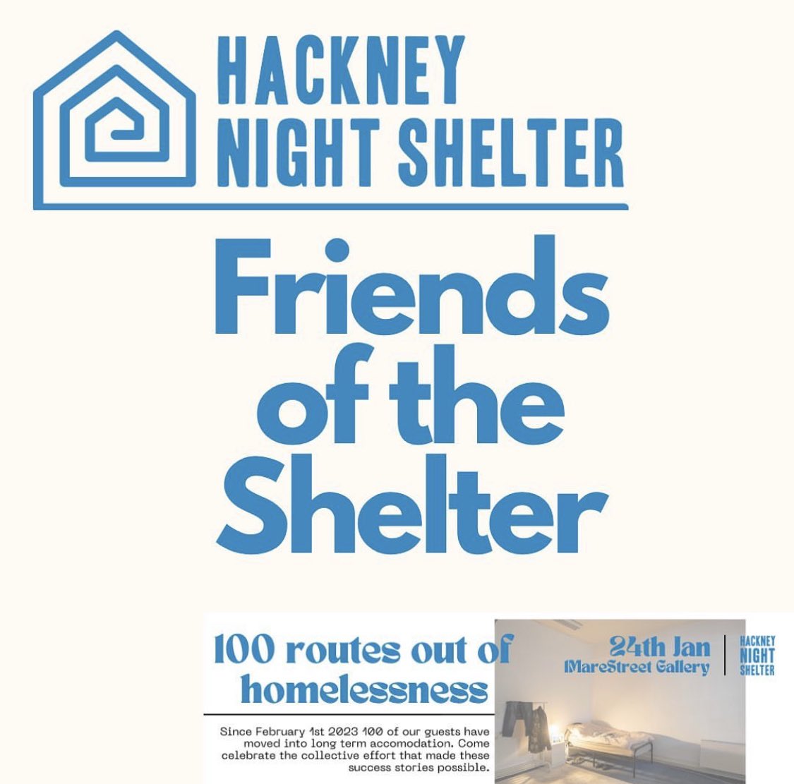 Two days until our party celebrating 100 guests who’ve stayed at HNS before moving on positively to longer term accommodation. Come and enjoy an open bar and art from local artists at 7:30pm this Wednesday at 1 Mare Street! 🎨