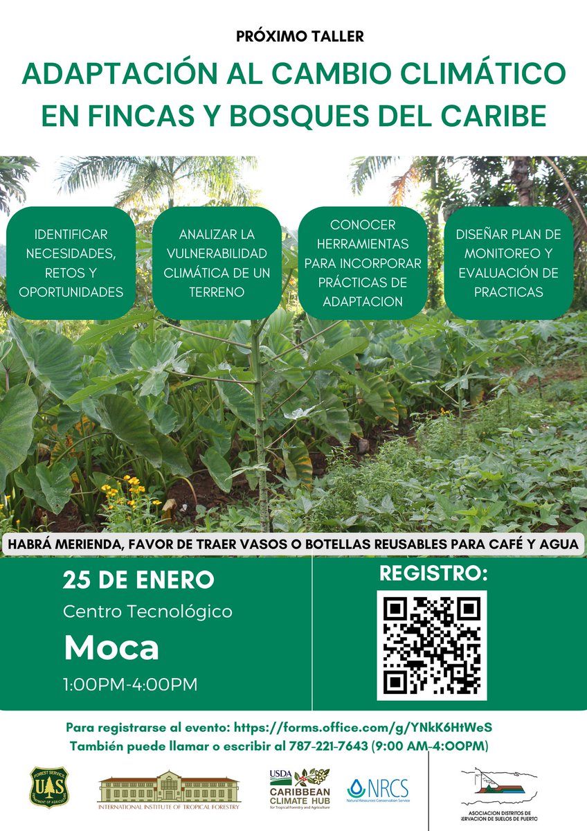 CaribeHub's tweet photo. El cambio climático impacta la agricultura y los bosques de Puerto Rico. Estos efectos pueden  dificultar la planificación y manejo de proyectos.

Participa en nuestro taller y conoce estrategias para adaptarte a estos impactos: 
https://t.co/lkVdfHztjh... https://t.co/vQy1qLQJGO