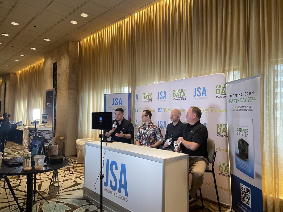 telecompr's tweet image. 📸 Behind the Scenes at #PTC24! Featured on #JSATV, @joao_pmlima discusses the impact of AI on network infrastructure with special guests @jeffreyabarber, Mark Cooper, and @QuadStack.
View the discussion here: linkedin.com/events/jsatvli…
#digitalinfrastructure #GreenerData #AI