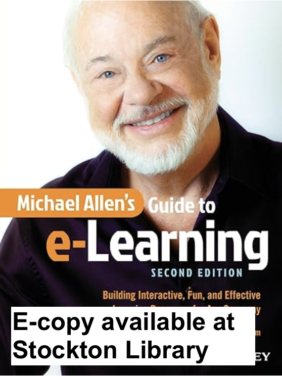 zhoho_m's tweet photo. Hello, ClassMAITs! We already have some reading due next week so I wanted to say that you can lend an e-copy of Michael Allen's Guide to E-learning from Stockton Library for 21 days until your hard copy arrives. #eLearn5560 https://t.co/KTUOVIM9o2
