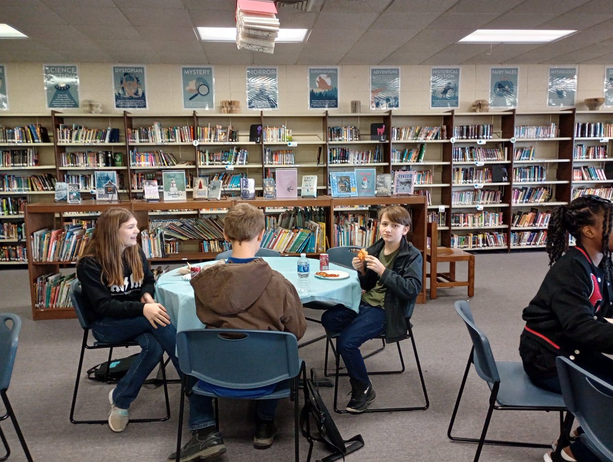 Students who met the Fall into Reading Challenge were treated to a pizza and game party in the library during their TOPS period. <a href="/TCBOE/">Talladega Co Schools</a> <a href="/Cburgmiddle/">Childersburg Middle</a> <a href="/misskpatterson/">Krista Patterson</a> #CMSThePlaceToBe #tweetoftheweek <a href="/MrRoberson08/">Mr. Rob8</a>