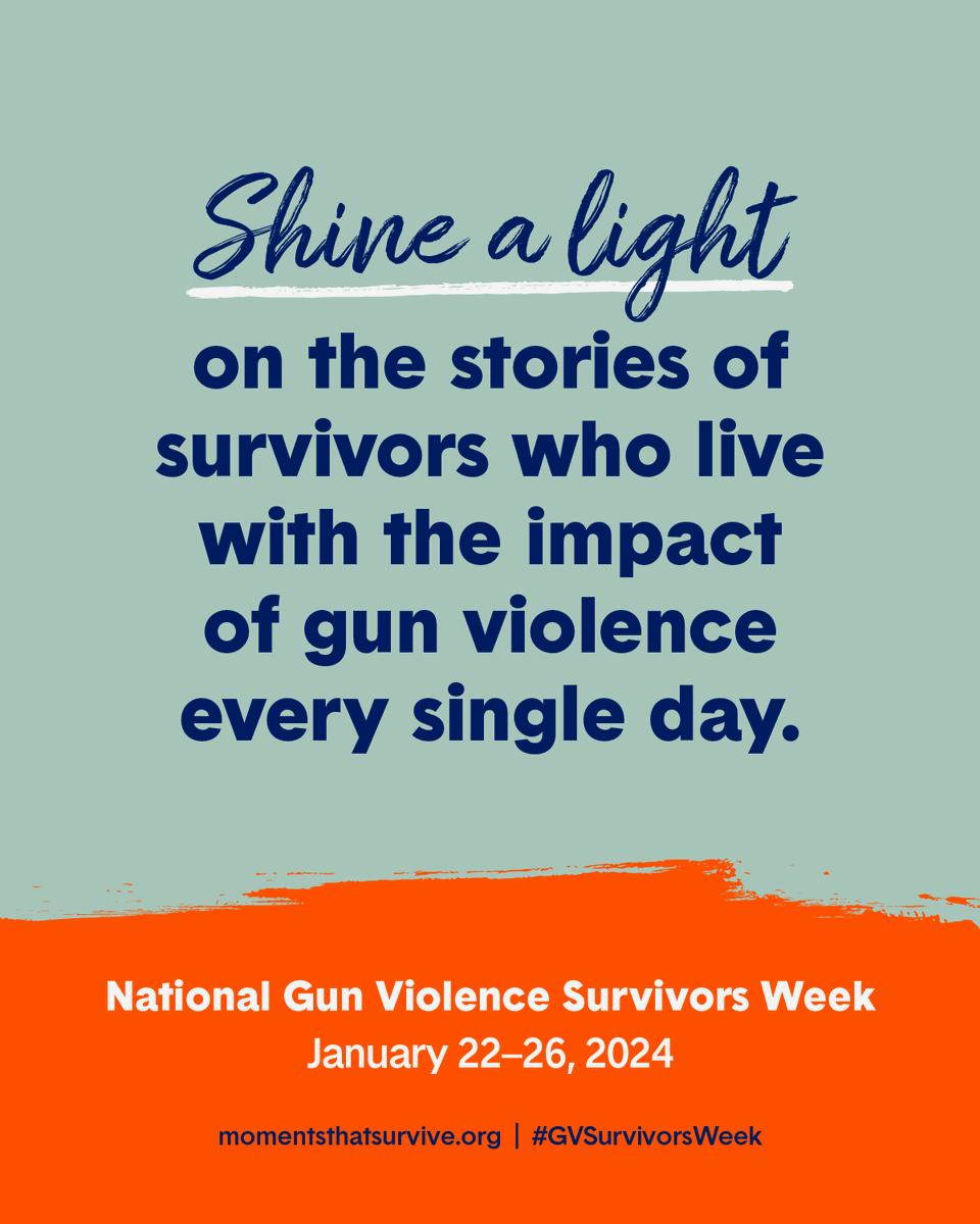 National Gun Violence Survivors Week, 1/22–1/26, is a time to lift up the stories of gun violence survivors who live with the trauma of gun violence every day. Survivor Justice Action unites to honor survivors and their loved ones. Join us using #GVSurvivorsWeek. #EndDVNow