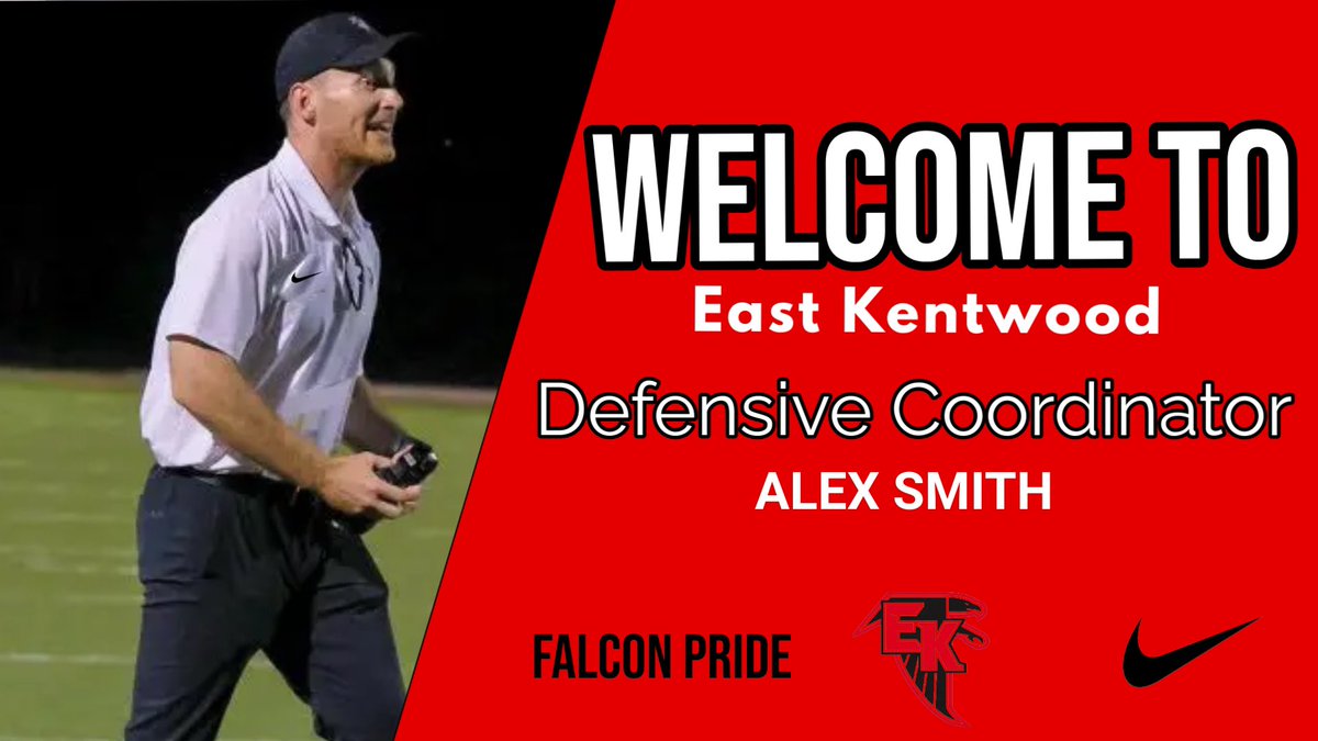 Let’s welcome Coach @ASmith032 to East Kentwood football! Coach Smith will also serve as LBs Coach and teach in the building. Alex is a former head coach. The last two years he was the DC that helped turn around Muskegon Reeths-Puffer. #FalconPride