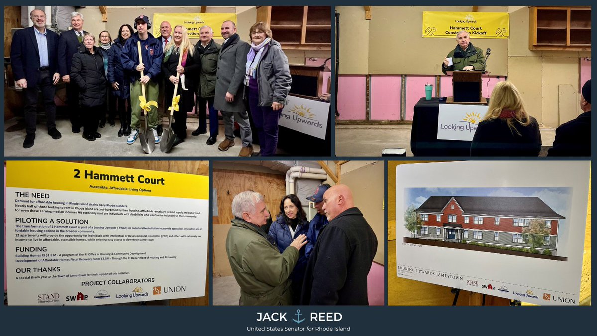 A safe, affordable, accessible home is the cornerstone of independence for people w/ intellectual & developmental disabilities. Joined @SenWhitehouse to deliver $3.3M for Looking Upwards & SWAP’s exciting project creating 12 new homes for RIers w/ I/DD in the heart of Jamestown.