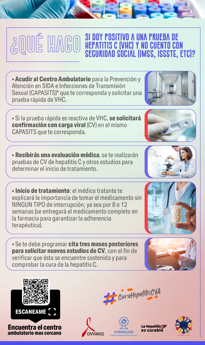 SDJ_AC's tweet photo. Sabías que puedes curarte de la Hepatitis C en 8 semanas.
El tratamiento es gratuito para todas las personas. Aquí te decimos cómo acceder al servicio en caso de dar positivo.
#CurarHepatitisCYA https://t.co/Mn1nkL8MS0