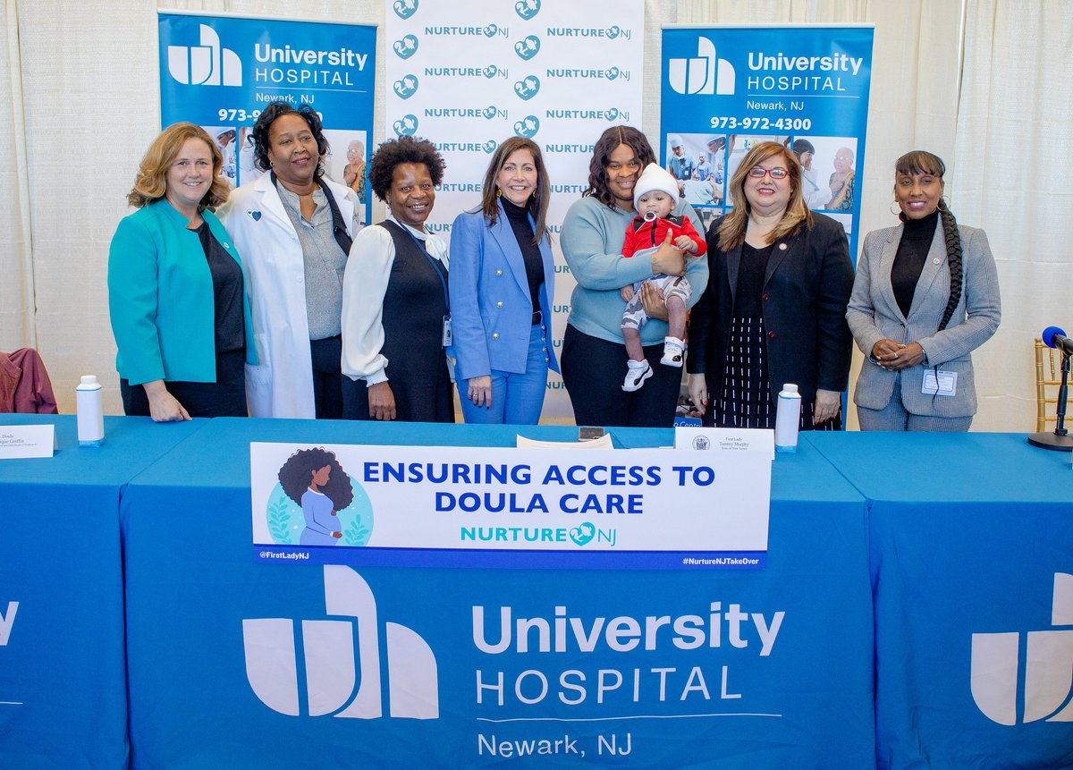 UnivHospNewark's tweet photo. We celebrate @GovMurphy's signing of S-4119/A-5739, which ensures every mother has the right to a doula in a hospital or birth center. It was an honor to host @FirstLadyNJ  at University Hospital in November. https://t.co/Rpg5J05ewo