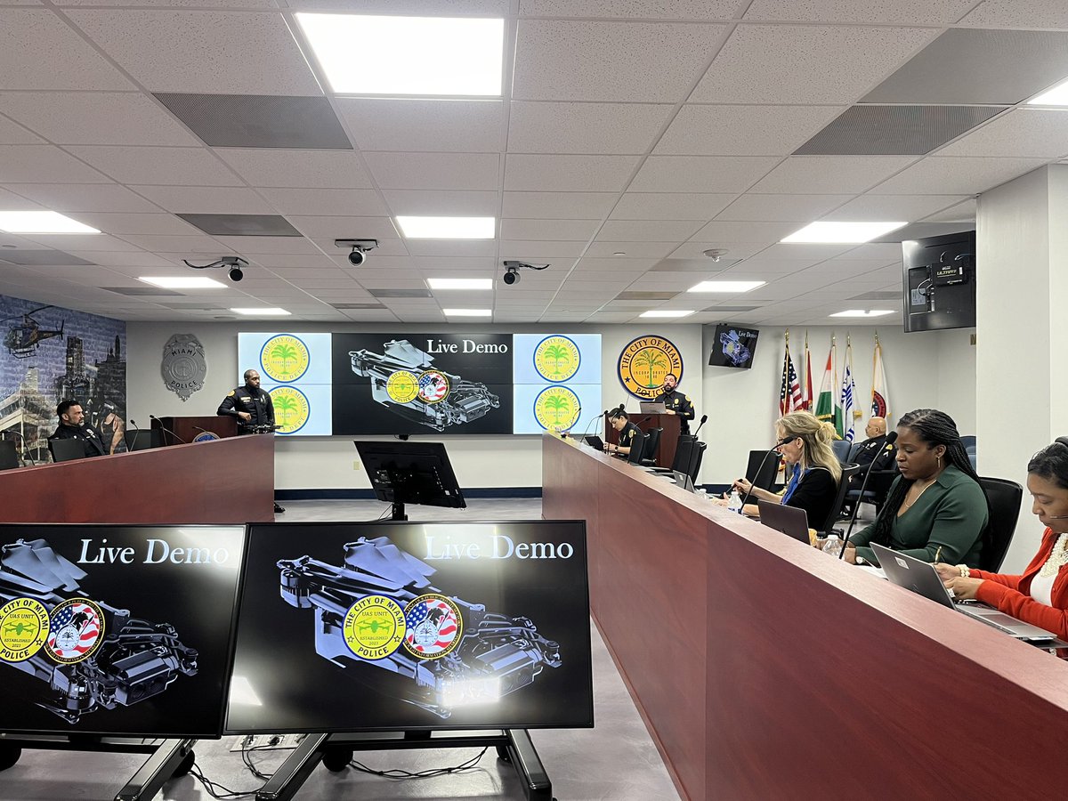 AAguilarMPD's tweet photo. Last week, @MiamiPD hosted the @NIST #LawEnforcement Subcommittee for the National #ArtificialIntelligence Advisory Committee (NAIAC-LE) for their January meeting and for a tour and overview of MPD’s #CrimeGunIntelligenceCenter, #RealTimeCrimeCenter, and #drone program. https://t.co/dIMpw5ZaXH