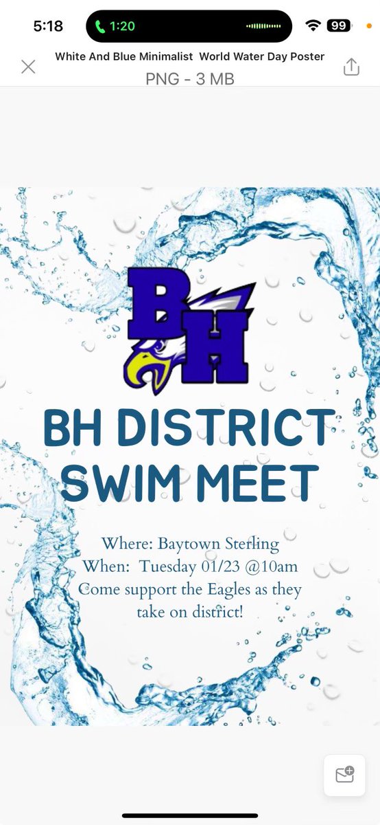 Tomorrow is a big day in the water for our swimmers. District Meet 1/23/24 at 10:00AM, Sterling HS. 🏊🏻‍♀️🏊🏼‍♂️🏊🏻‍♀️🏊🏼‍♂️
More work to do in the water. Let’s do this!!!!! <a href="/BH_Athletics/">Barbers Hill Athletics</a> 
#justkeepswimming