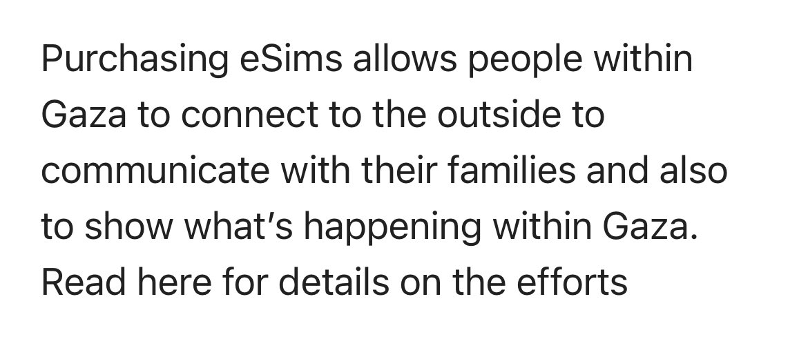 ebadoodles's tweet photo. yall should consider buying an eSim for Gaza! It’s very simple and it DOES make a difference! the directions are very clear. 

https://t.co/At9sl3FDC4 https://t.co/A3J5AN8Qko