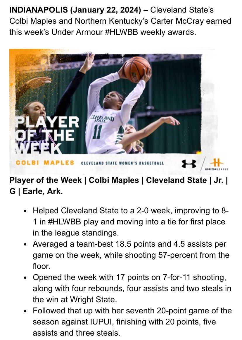 Marc Renelique (Reach4TheStars✨Basketball Academy) (@marcrenelique) on Twitter photo #KillersKILL Another One 🔥🏀❤️ … Player Of the Week Once More… Don’t Get Satisfied GO FOR MORE <a href="/MaplesColbi/">Colbi Maples</a> … Best Point Guard In The Horizon Conference … STAY DANGEROUS!!! #PointGoddess <a href="/overlookedgbb/">Overlookedgbb</a> <a href="/pd_skillz/">Mavs Elite GUAA</a> #KillersKILL Another One 🔥🏀❤️ … Player Of the Week Once More… Don’t Get Satisfied GO FOR MORE <a href="/MaplesColbi/">Colbi Maples</a> … Best Point Guard In The Horizon Conference … STAY DANGEROUS!!! #PointGoddess <a href="/overlookedgbb/">Overlookedgbb</a> <a href="/pd_skillz/">Mavs Elite GUAA</a>