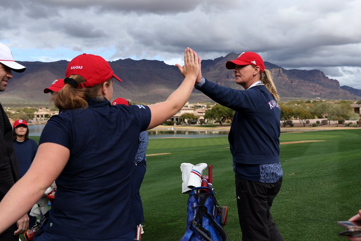 KUWomensGolf's tweet photo. Fifth-lowest round in program history to kick off the spring 📈

Our team posted a -5 round of 283 in the opening round of the spring season! Proud of this group and how they competed against some of the nation’s best!

#RockChalk https://t.co/i8tr77i9Jo