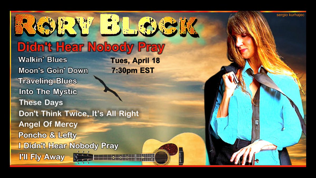 Ticket Link -> roryblock.ticketleap.com/re-broadcastin… Dear viewers- PLEASE NOTE THIS CHANGE OF SCHEDULE! The Tuesday, January 23rd broadcast will be postponed until TUESDAY, JANUARY 30th, due to the last minute addition of one more song to the current recording.