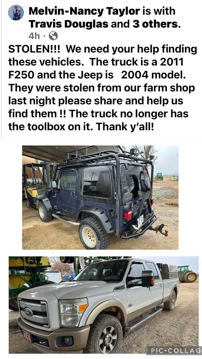 Neighbors had some trucks stolen