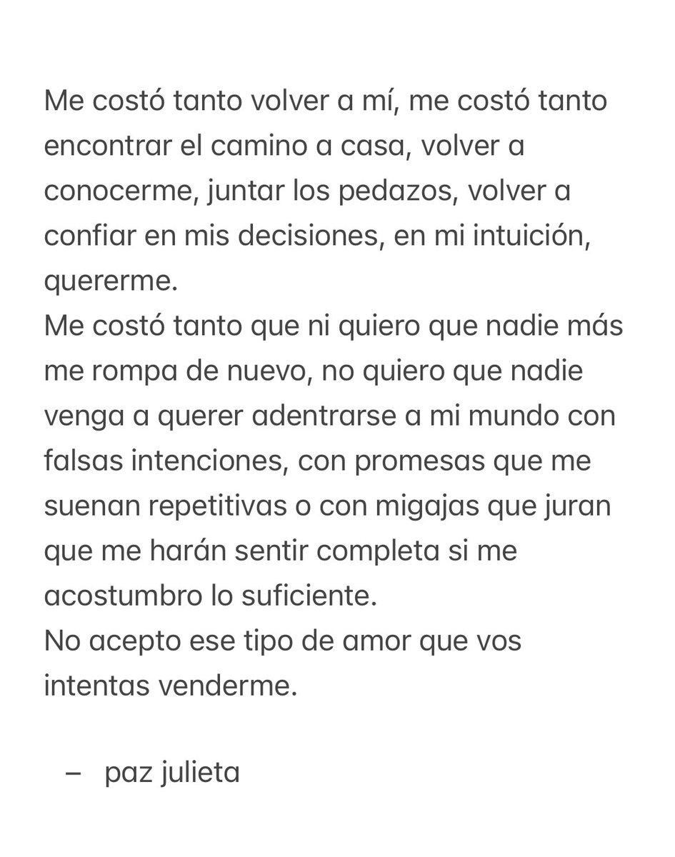 “No acepto ese tipo de amor que vos intentas venderme”