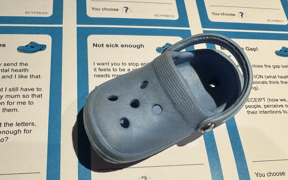 Gill Phillips (WhoseShoes@bsky.social) (@whoseshoes) on Twitter photo <a href="/SparklySwan80/">@Sp💙rklySw💙n80 RM</a> <a href="/howlett_leanne/">Leanne Howlett</a> <a href="/ImprovementCym/">Improvement Cymru</a> <a href="/MarceSociety2/">The Marcé Society2</a> <a href="/iHealthVisiting/">iHV</a> I think the whole thing around people who ‘don’t meet the threshold’ for services is a key issue for all health care.
What about prevention and early intervention?
We have a brand new scenario in our #CYP #MPFTWhoseShoes #mentalhealth card set:
“Not sick enough” <a href="/SparklySwan80/">@Sp💙rklySw💙n80 RM</a> <a href="/howlett_leanne/">Leanne Howlett</a> <a href="/ImprovementCym/">Improvement Cymru</a> <a href="/MarceSociety2/">The Marcé Society2</a> <a href="/iHealthVisiting/">iHV</a> I think the whole thing around people who ‘don’t meet the threshold’ for services is a key issue for all health care.
What about prevention and early intervention?
We have a brand new scenario in our #CYP #MPFTWhoseShoes #mentalhealth card set:
“Not sick enough”