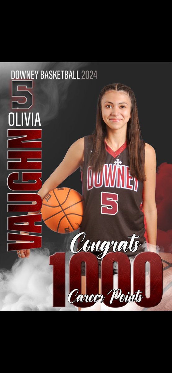 Congratulations to Olivia Vaughn for scoring her 1000th career point on Saturday!  She joins Dana Perez and Ilani Avila in the 1000 point club! 🏀💪🏀💪🏀
