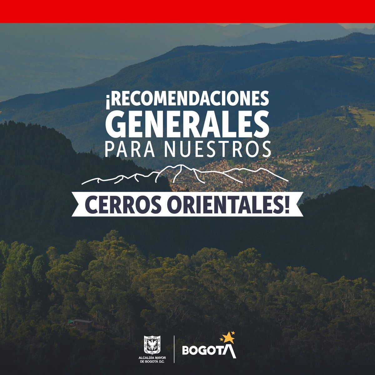 Bogota's tweet photo. ¿Cómo mejorar la #CalidadDelAire y cuidar los Cerros Orientales de Bogotá?
Estamos en época del #FenómenoDelNiño y tiempo seco, sigue estas recomendaciones: 
🚬No arrojes colillas
🚫No quemes basura el espacios verdes
🔥No enciendas fogatas
🧯No uses líquidos inflamables https://t.co/ghChpKj0rY