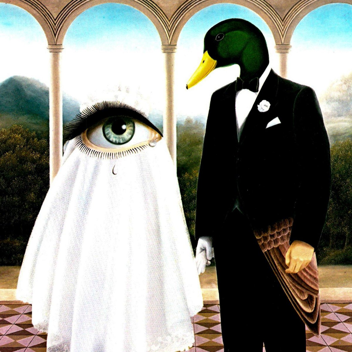 HudsonPulp's tweet image. Gervasio Gallardo Vintage art book page "The Wedding" featuring the Giant eye and the Duck-headed Groom etsy.com/listing/125534…
 #DecorativeArts #ReadyToFrame