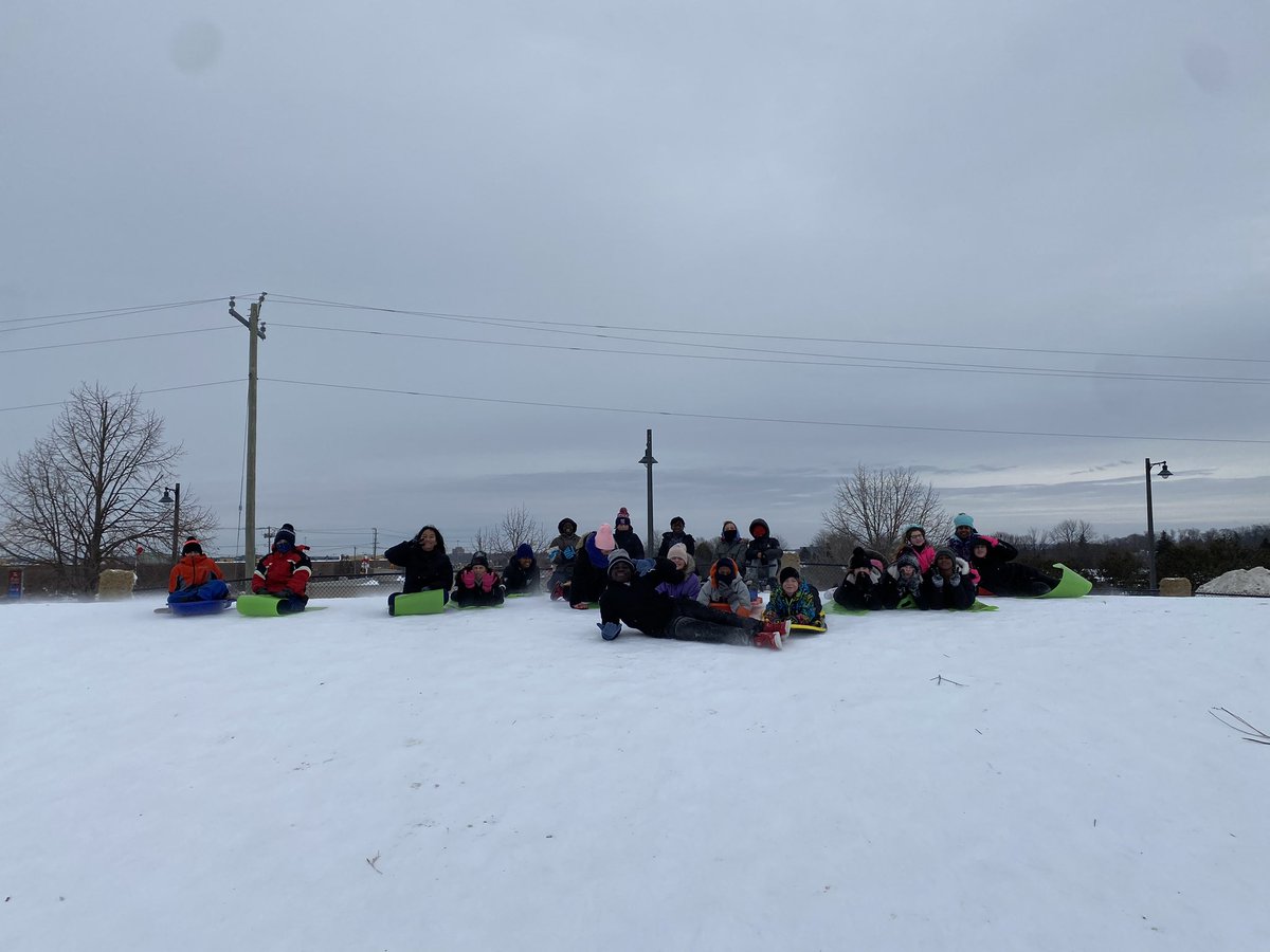 MrsM_Rocco's tweet photo. What a SNOWtastic day to be on the hill! ❄️ For some of our friends, it was their very first sledding experience! 🛷 🤍 @MonsignorHaller @WaterlooCDSB https://t.co/AaSNw7GJNK