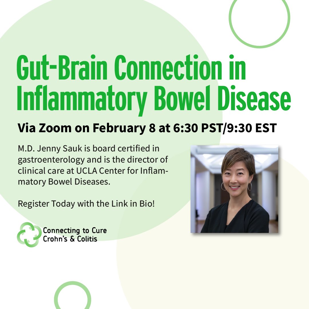 Join us for a talk with M.D. Jenny Sauk on February 8! Link to register: tinyurl.com/muzjmcp6.