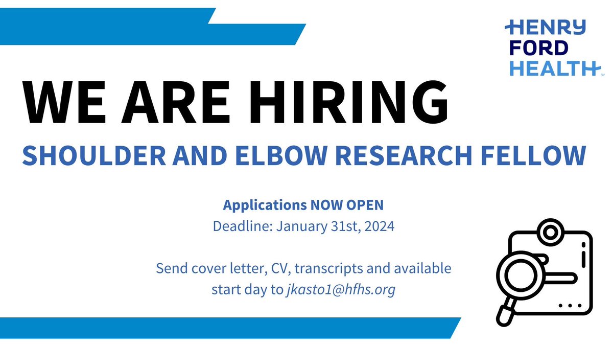 Inside_TheMatch's tweet photo. #MedicalStudents interested in orthopedic surgery: check out this Shoulder and Elbow Research Fellow position at Henry Ford Health. Details in the post below. cc: @MSOSOrtho https://t.co/PSNRIQNx8X