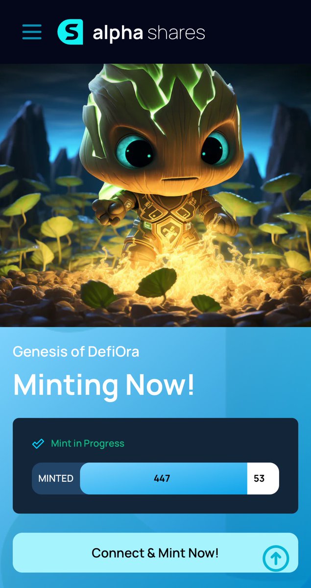 🔥 #LFG DefiOlio!🔥 

We have reached 447 Genesis of DefiOra NFTs minted! 🥳 🎉 

The time to mint a GOD NFT with all the bonus traits and perks is running out, and only 53 remain! 👀 👀

Mint yours while you still can, because after these 500, those GODs are becoming Zeniths! 🏃‍♂️
