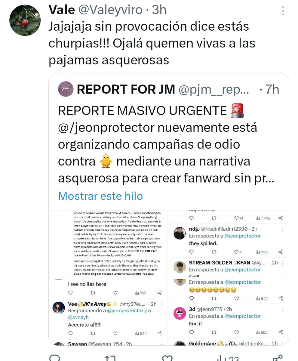 pjm__report's tweet photo. Reportar y bloquear 🚨 
Como dije mi dm está abierto para denuncias, si van a citarme justificando algo pero sus cuentas son odio a 🐥 u otro miembro son la misma basura que se reporta cada día. Defiendes a una acc que lleva 3 años de hate a 🐥.
https://t.co/xWgI6C0LrI https://t.co/kV0ma1s6Gy