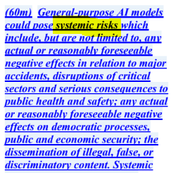 TijlDeBie's tweet photo. The final text of the #EU #AIAct has been leaked.
I haven't had time to go through it in detail nor in full, but it is clear that '#SystemicRisks' has taken center stage, like it has in the #DigitalServicesAct. 👎
Providers of such general purpose AI systems will need to abide by a range of obligations:
Such obligations include model evaluation and adversarial testing, reporting on serious incidents, and cybersecurity measures.
Time will tell to which extent "tackling #SystemicRisks" in the #AIAct will prove to be #NewSpeak for #censorship, as it clearly is in the #DigitalServicesAct. Applied to general purpose AI systems, which may become the most prominent source of information for the public in the decades to come, that would be the worst possible outcome.
The (to be developed) harmonized standards will be of crucial importance.