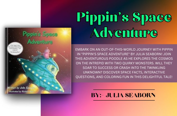 my_bookbees's tweet image. #Children #SpaceFun #StarrySkies Take off on an imaginative journey with Pippin! "Pippin's Space Adventure" blends fantasy with education, making learning about the cosmos a thrilling experience. #JuliaSeaborn Buy Now : amazon.com/dp/B0CNST69WL/ via @amazon