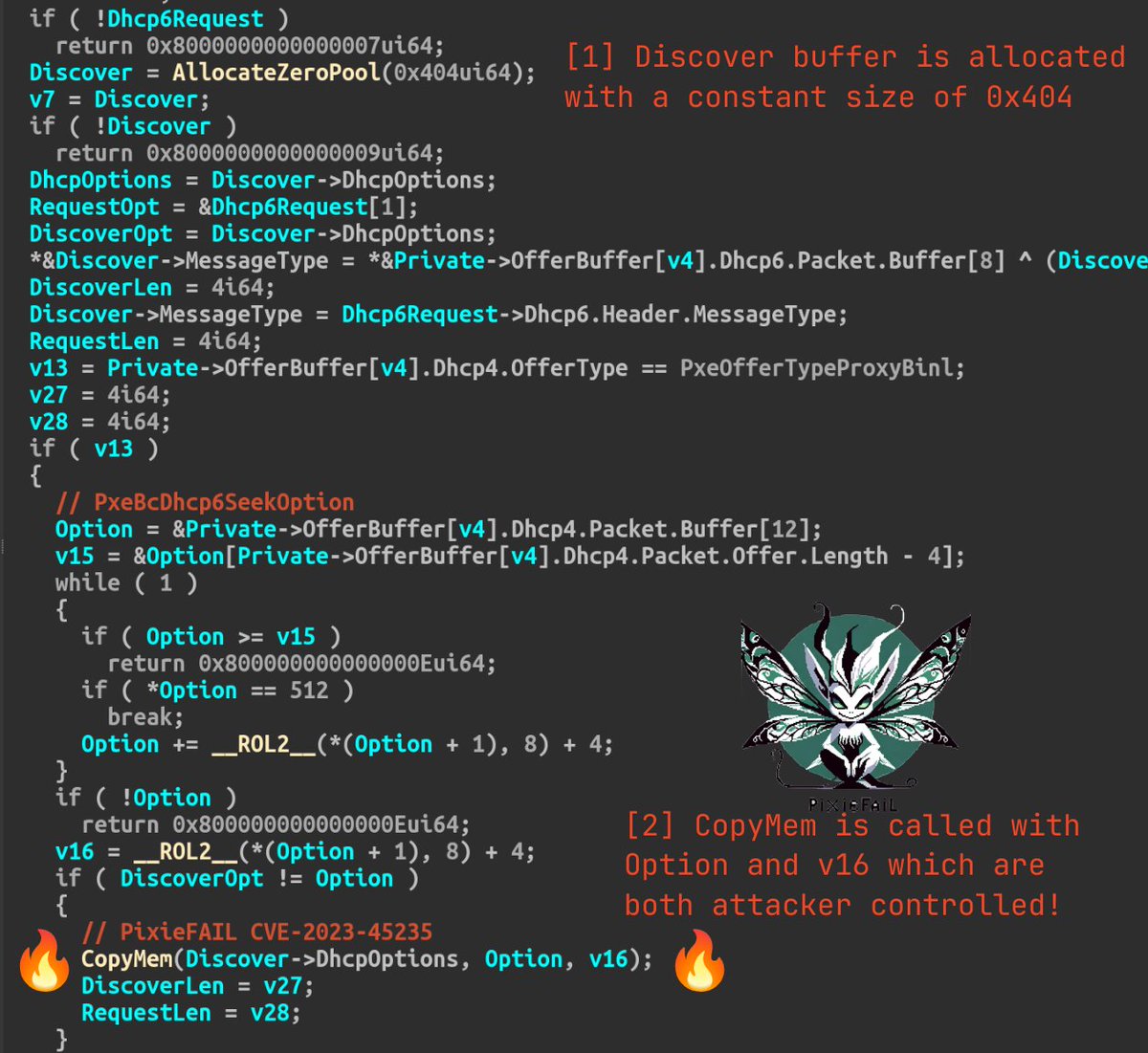 binarly_io's tweet photo. Kudos to @fdfalcon and @4Dgifts for uncovering #PixieFAIL! 🌟
🔬 Diving deeper into @quarkslab discovery, Binarly REsearch has released 9 #FwHunt rules to detect these vulnerabilities at scale.
🎯 #FwHunt is on: https://t.co/bGeHP69FbV https://t.co/c4CdDDDLVe