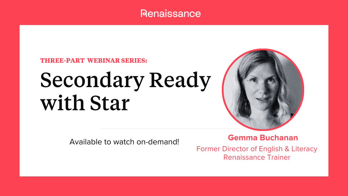 📊In our three-part 'Secondary ready with Star' series, we look at formulating a whole-school pedagogical approach to reading and supporting KS3 students as they progress towards their GCSE's through regular assessment monitoring.

🔗 Watch it on-demand: bit.ly/3LE5CO6