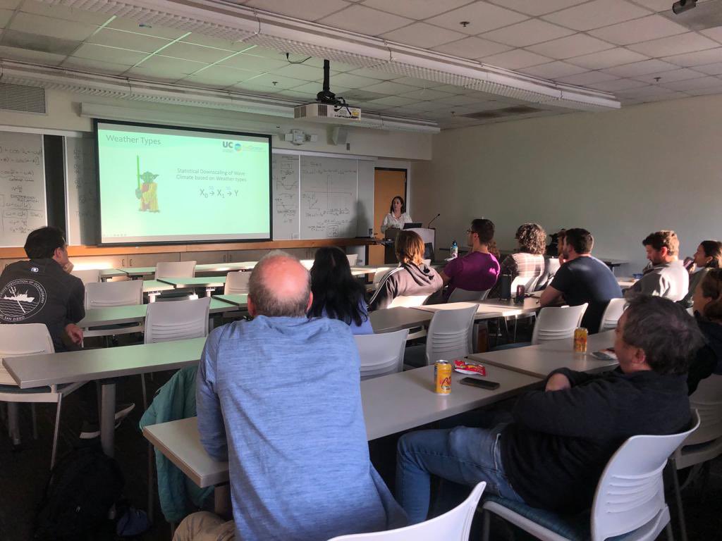 GeoOcean_UC's tweet photo. Last week, our colleague @LCagigal presented the seminar "Incorporating #DataScience and #Climate in #CoastalEngineering" at the Scripps Institution of Oceanography (San Diego, CA) 🙌🏽 This seminar is part of her three-month research stay at @Scripps_Ocean 🌊🏄🏻 https://t.co/CD6nroYLcC