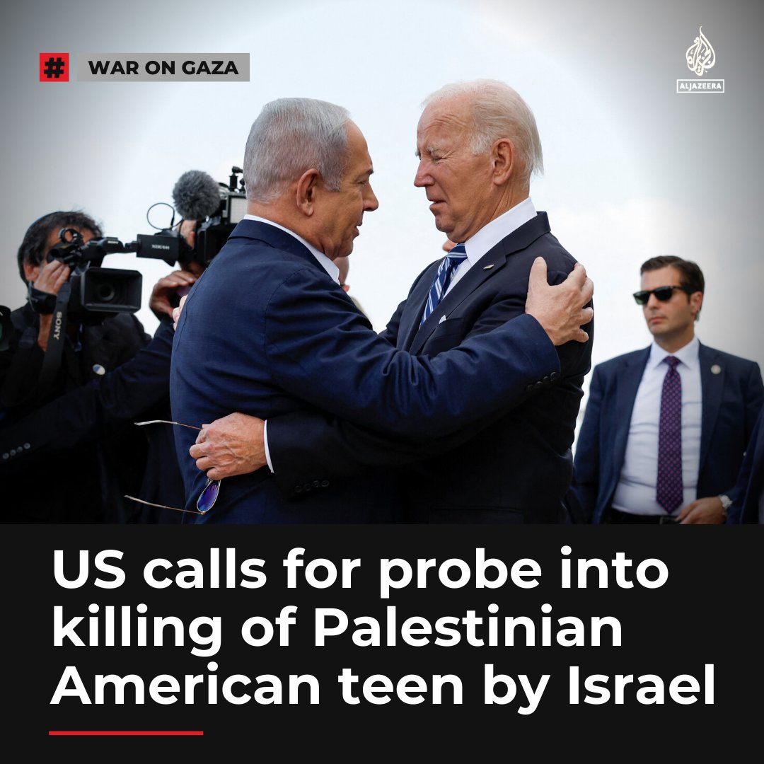 AJEnglish's tweet photo. The administration of US President Joe Biden has said it is “devastated” by the killing of 17-year-old Palestinian American Tawfiq Ajaq in the occupied West Bank.
🔴 LIVE updates: https://t.co/U4ut2MMgub https://t.co/XNYxLhzp3T