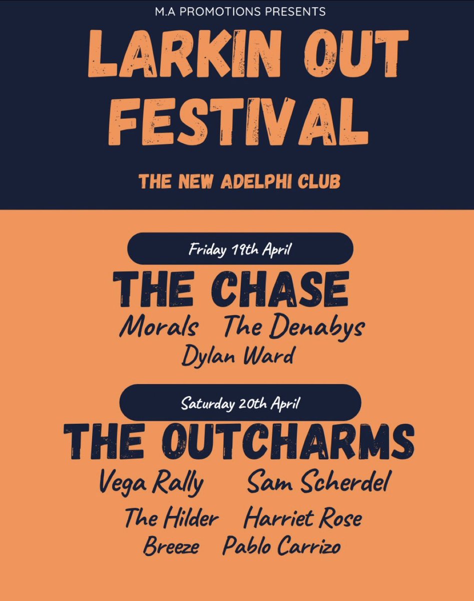 Unfortunately on Saturday morning we learnt a friend of ours, Andy Coupland, sadly passed away. 
In honour of Andy, we have made a heartfelt decision that Larkin Out Festival on 19th and 20th April will be dedicated and in memory of Andy. 

We send all our love to Andy’s family❤️