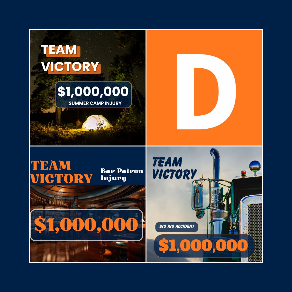 💥Triple Victory💥

Three $1 MILLION settlements - children's safety at summer camp, bar patrons injured by a risky cocktail, and a severe car collision with a semi-truck. Proud of our team's dedication to justice and client advocacy! #VICTORY #YourInjuryOurFight #LegalServices