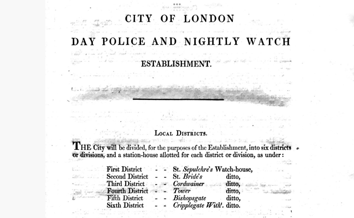 Back in the days before @citypolice was formed, when the Square Mile was policed by the Day Police and Nightly Watch, the City was divided into 6 divisions, each policed from its own station house #NeighbourhoodPolicingWeek #policehistory #Cityhistory