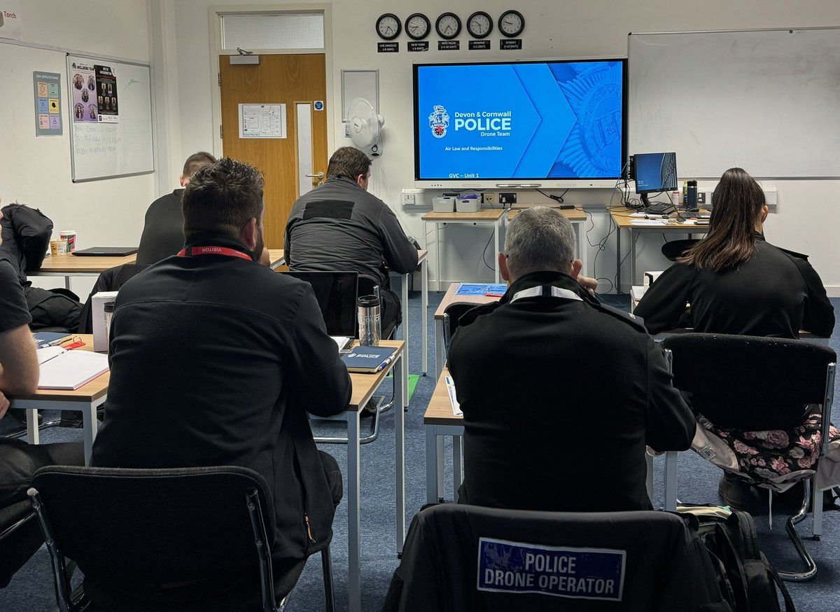 PoliceDrones's tweet photo. Day 1 of the first 3-week initial drone training course in 2024, with students from @DC_Police, @dorsetpolice &amp; @gwentpolice…it all begins with the GVC! 

We’re now a @UK_CAA authorised ‘RAE’ meaning we’re 1 of only 3 police forces in the UK that can deliver this GVC training. https://t.co/tc3JAxvyfD