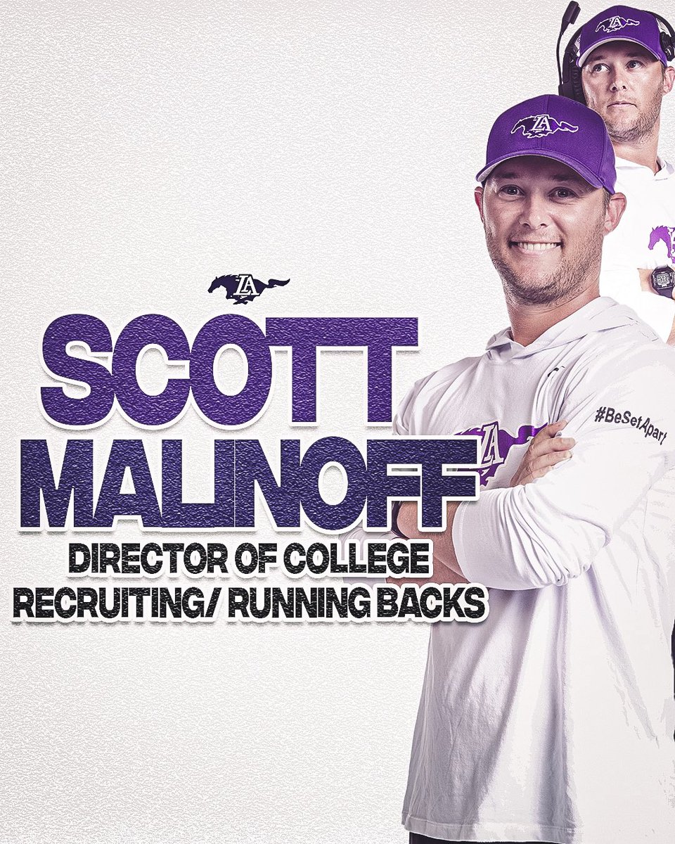 ‼️ANNOUNCING!‼️Mustang Nation, welcome BACK Scott Malinoff as Director of College Recruiting and Running Backs coach! 🔥💜